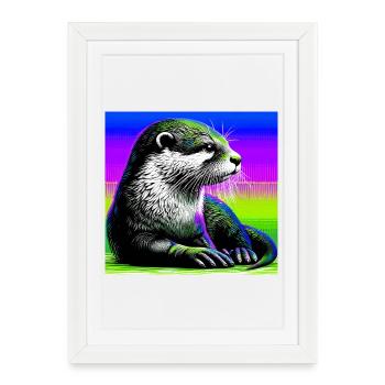 loutre - Affiche encadrée (27 × 37 cm) - blanc - Devant