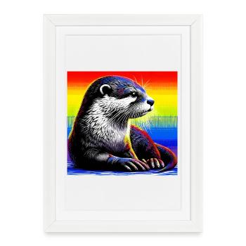 loutre - Affiche encadrée (27 × 37 cm) - blanc - Devant