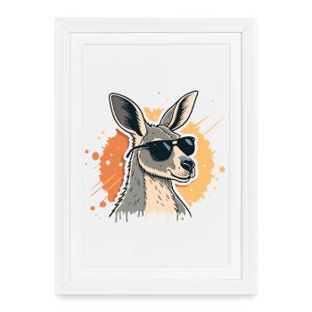 Cool Sun Kangaroo and Dark Glasses - Framed poster (27 × 37 cm) - white - Front