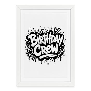 Birthday Crew Party Graffiti Motif - Framed poster (27 × 37 cm) - white - Front
