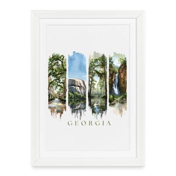 Georgia Vacation Travel – Southern States Nature Motif - Framed poster (27 × 37 cm) - white - Front