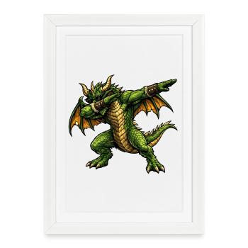 Serious Dabbing Dragon - Framed poster (27 × 37 cm) - white - Front
