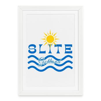 Slite Gotland-Soleil et Vagues - Affiche encadrée (27 × 37 cm) - blanc - Devant