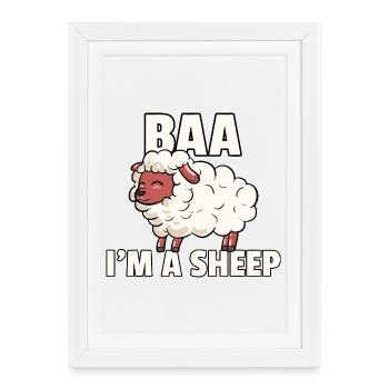 Bêê, je suis un mouton de dessin animé Tee - Affiche encadrée (27 × 37 cm) - blanc - Devant