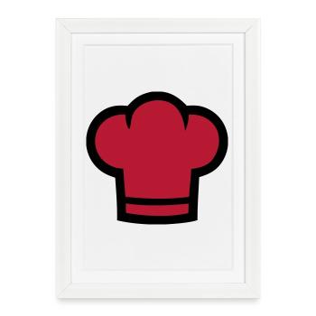 Chapeau de chef Boulanger Pâtissier Chef Pizzeria Logo Gastro - Affiche encadrée (27 × 37 cm) - blanc - Devant