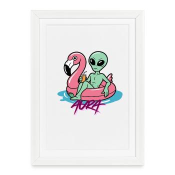 Flotteur de flamant Alien - Affiche encadrée (27 × 37 cm) - blanc - Devant