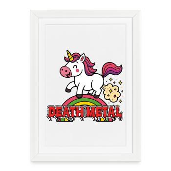 Death Metal Unicorn – Le doux rencontre le dur - Affiche encadrée (27 × 37 cm) - blanc - Devant