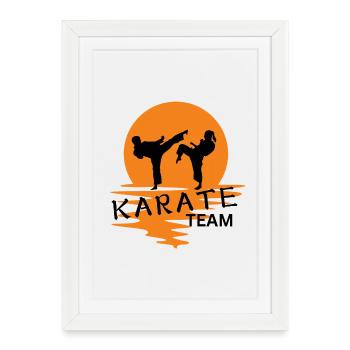 Karate Duo Sunrise Silhouette - Framed poster (27 × 37 cm) - white - Front