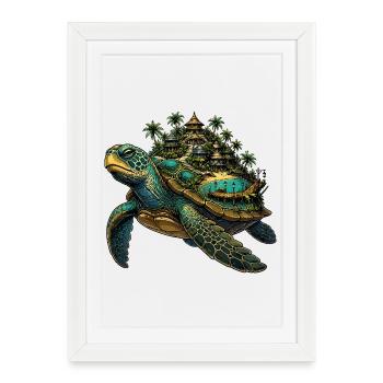 Resort de l’Île des Tortues - Affiche encadrée (27 × 37 cm) - blanc - Devant