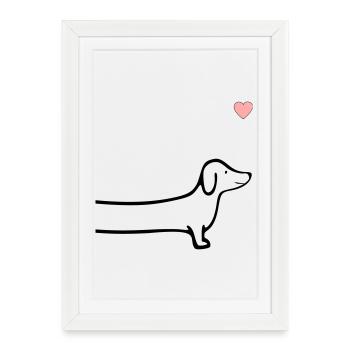 Chiens Cœur de teckel - Affiche encadrée (27 × 37 cm) - blanc - Devant