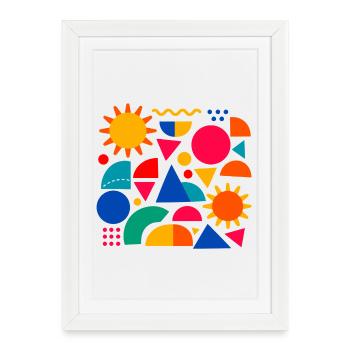 Geometric colour explosion: sunny shapes - Framed poster (27 × 37 cm) - white - Front