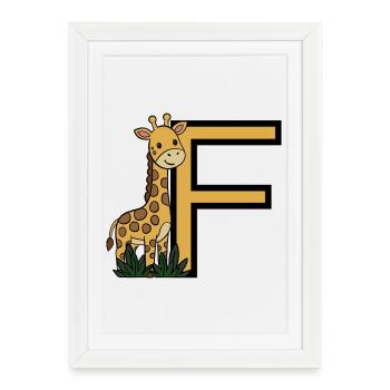 Giraffe Letter F - Framed poster (27 × 37 cm) - white - Front