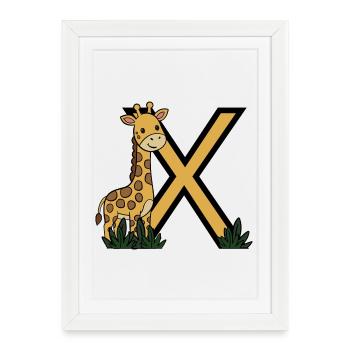 Illustration jaune noire GiraffeX - Affiche encadrée (27 × 37 cm) - blanc - Devant