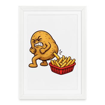 Potato Preparation French Fries Funny Fries - Framed poster (27 × 37 cm) - white - Front