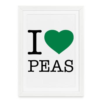 J’AIME LES POIS Erbsen - Affiche encadrée (27 × 37 cm) - blanc - Devant