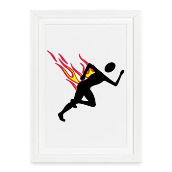 Jogger avec flammes - Affiche encadrée (27 × 37 cm) - blanc - Devant