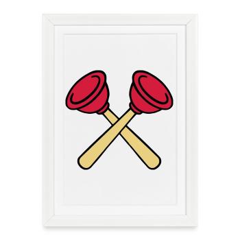 Pömpel gekreuzt - Gerahmtes Poster (27 × 37 cm) - Weiß - Vorne