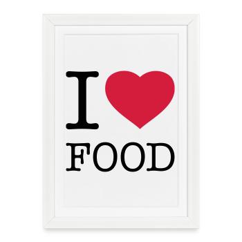 J’AIME LA NOURRITURE Ich liebe Essen - Affiche encadrée (27 × 37 cm) - blanc - Devant