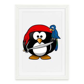 pirates Pirate Penguin - Affiche encadrée (27 × 37 cm) - blanc - Devant