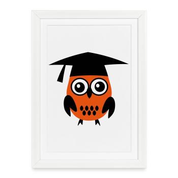 6061912 119208075 hibou - Affiche encadrée (27 × 37 cm) - blanc - Devant