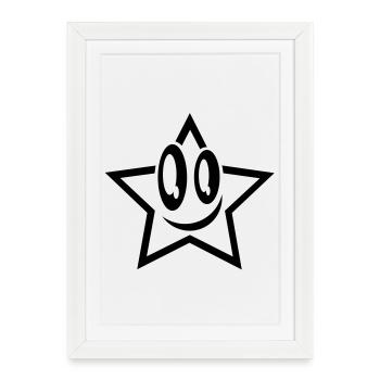 lachender stern gesicht star - Affiche encadrée (27 × 37 cm) - blanc - Devant