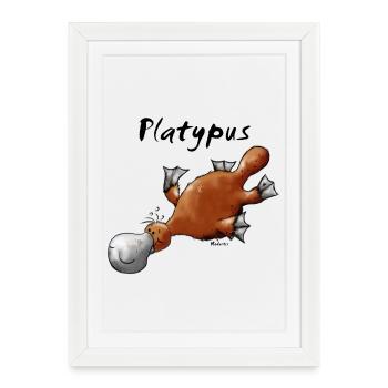 Ornithorynque mignon dessin du t-shirt - Affiche encadrée (27 × 37 cm) - blanc - Devant