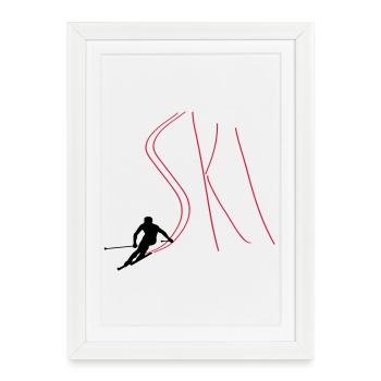 Ski - Affiche encadrée (27 × 37 cm) - blanc - Devant