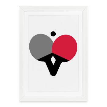Tennis de table - Ping Pong - Affiche encadrée (27 × 37 cm) - blanc - Devant