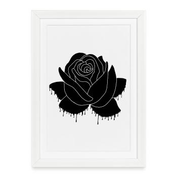 Graffiti of a black rose - Framed poster (27 × 37 cm) - white - Front