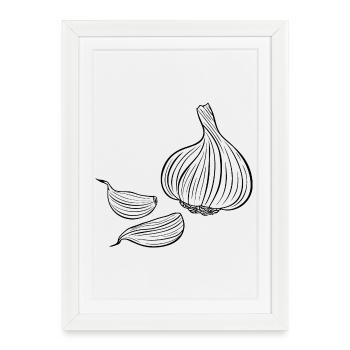 garlic, garlic clove, food, cook, cooking, herbs - Framed poster (27 × 37 cm) - white - Front