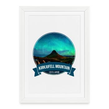 Kirkjufell, Aurore, Islande - Affiche encadrée (27 × 37 cm) - blanc - Devant