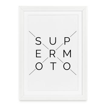 Supermoto Bikes Symbole Moto Logo Motocycle - Affiche encadrée (27 × 37 cm) - blanc - Devant