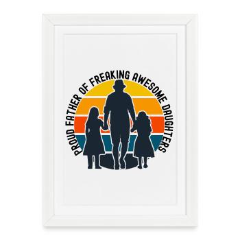 Silhouettes de la famille au coucher du soleil - Affiche encadrée (27 × 37 cm) - blanc - Devant