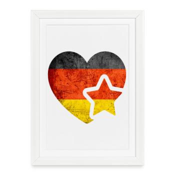 Mon coeur pour l'Allemagne - Drapeau allemand - Affiche encadrée (27 × 37 cm) - blanc - Devant