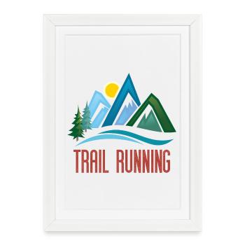 Trail Running - Affiche encadrée (27 × 37 cm) - blanc - Devant