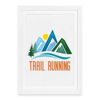 Trail Running - Affiche encadrée (27 × 37 cm) - blanc - Devant
