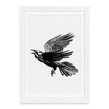 Raven In Flight - Framed poster (27 × 37 cm) - white - Front