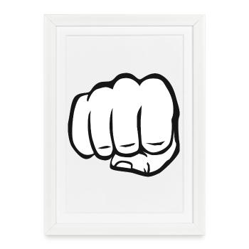 Poing serré poing bosse cool symbole du logo - Affiche encadrée (27 × 37 cm) - blanc - Devant