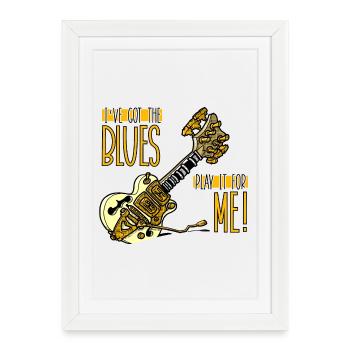 Guitare jouez-la pour moi COULEUR - Affiche encadrée (27 × 37 cm) - blanc - Devant