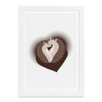 Magical cute hedgehog couple with heart - Framed poster (27 × 37 cm) - white - Front