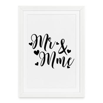 Mr And Mme à personnaliser avec Nom de famille - Affiche encadrée (27 × 37 cm) - blanc - Devant