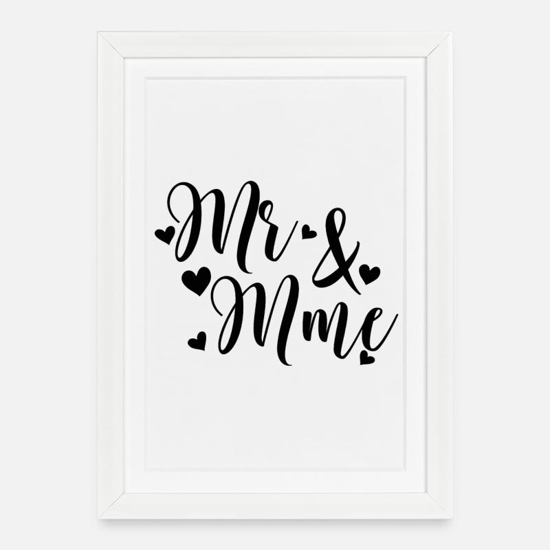 Mr And Mrs to personalize with Last Name - Framed poster (27 × 37 cm) - white