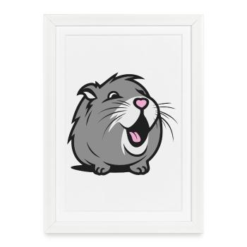 Cobaye joyeux / Hamster – Nez en cœur - Affiche encadrée (27 × 37 cm) - blanc - Devant