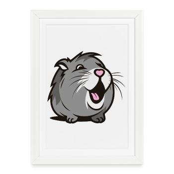 Cheerful Guinea pig / Hamster – Heart - Framed poster (27 × 37 cm) - white - Front