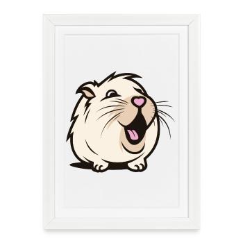 Cobaye joyeux / Hamster – Nez en cœur - Affiche encadrée (27 × 37 cm) - blanc - Devant