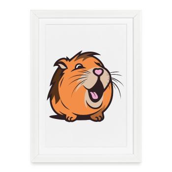 Cheerful Capybara / Guinea pig / Hamster – Heart - Framed poster (27 × 37 cm) - white - Front