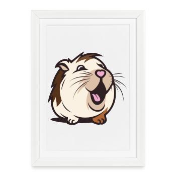 Cobaye joyeux / Hamster – Nez en cœur - Affiche encadrée (27 × 37 cm) - blanc - Devant