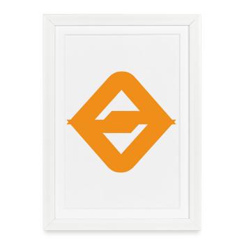 Logo de l’emblème du badge numérique cool - Affiche encadrée (27 × 37 cm) - blanc - Devant