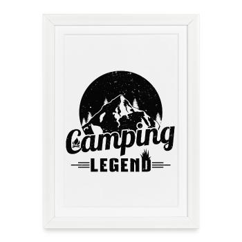 Camping Legend Grunge Style Black Camper Design - Affiche encadrée (27 × 37 cm) - blanc - Devant