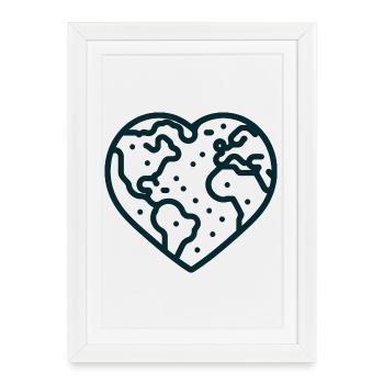 Herzförmige Erde - Gerahmtes Poster (27 × 37 cm) - Weiß - Vorne